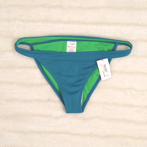 Ribbed Teal Bikini Bottom - Picture 1 of 8